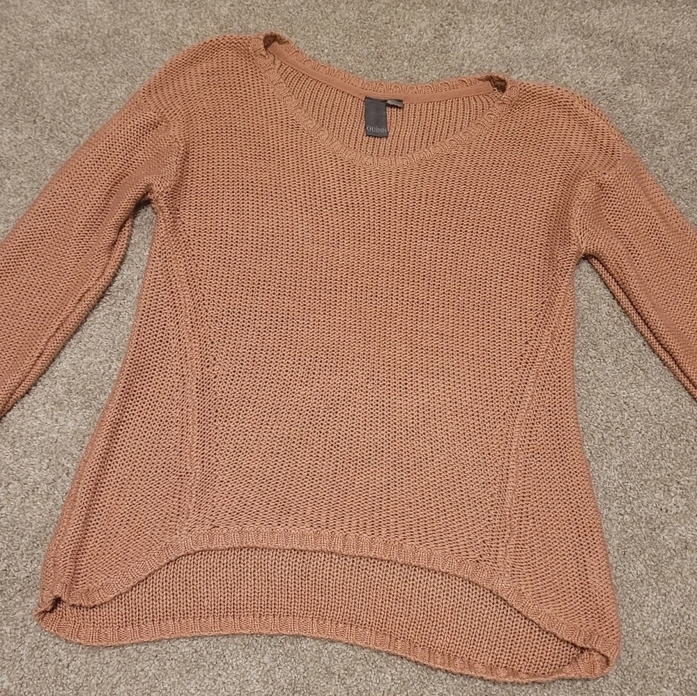 Quinn Women's Peach Knit Crochet Sweater Size Medium